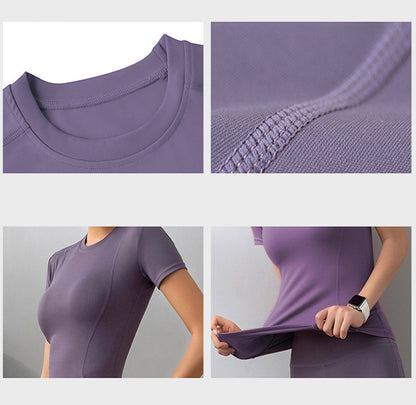 Women's Dry Fit Compression Gym Wear Running Sport Short Sleeve T-shirt Running Athletic Shirt