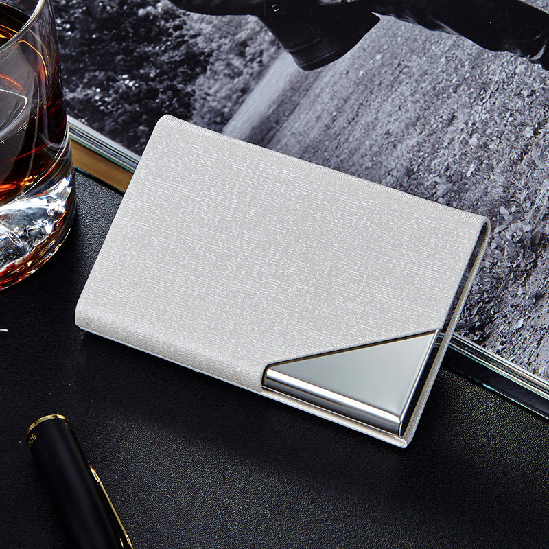 Business Card Cases PU Leather Name Card Holders Stainless Steel Multi Card Holders for Men Women