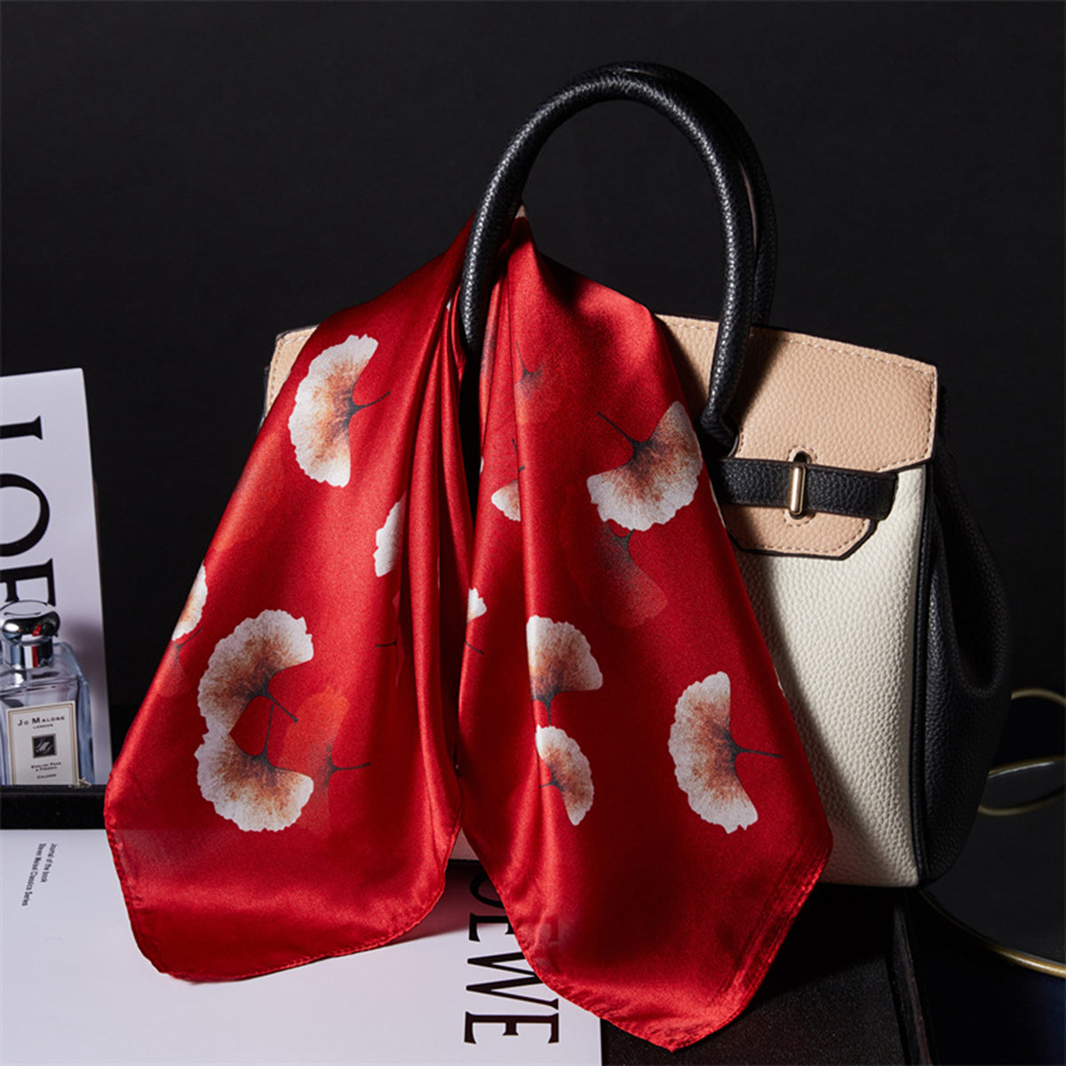 Custom 22" x 22" 100% Silk Neck Scarf Silk Satin Handbag Wrap