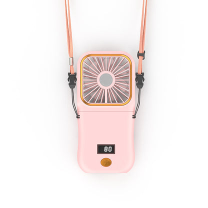 Rechargeable Mini Fan Foldable Fan Hanging Neck Fan With Battery Display With Lanyard