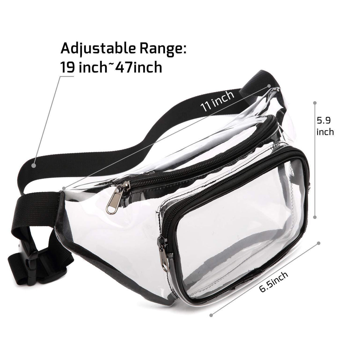 Transparent PVC Fanny Pack W/Two Zipper Pockets