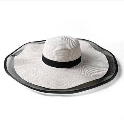 Women's Folable Floppy Hat,Wide Brim Sun Protection Straw Hat, Summer UV Protection Beach Cap