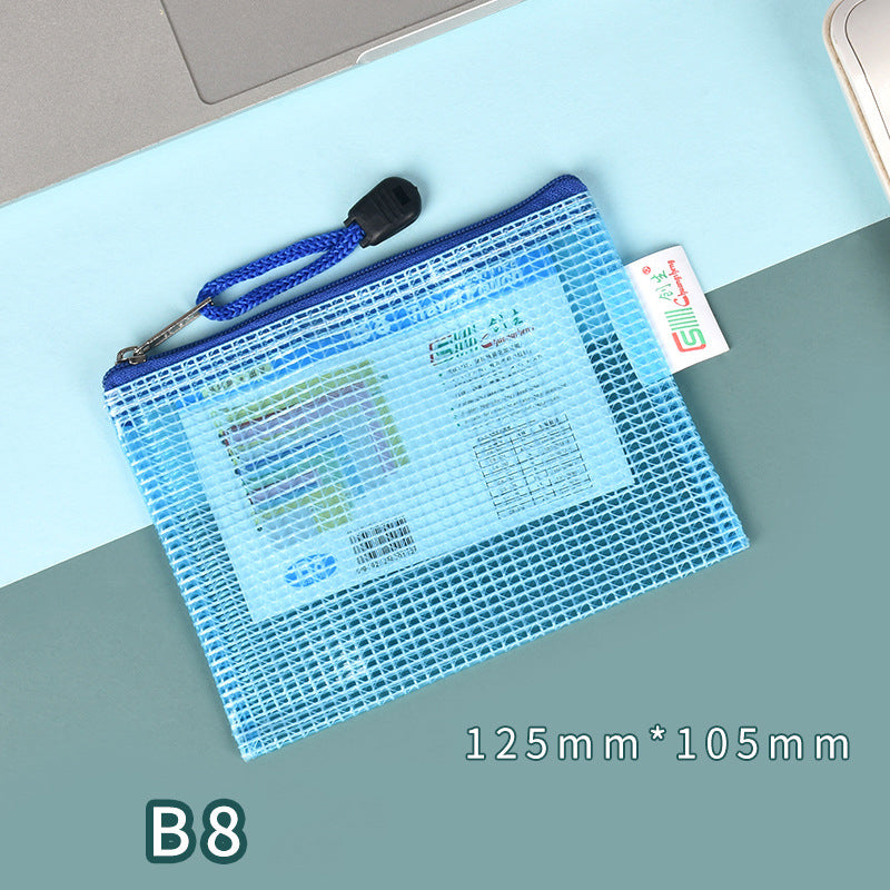 B8 Size Mesh Zipper Pouch Document Holder Bag File Document Pouch For School Office