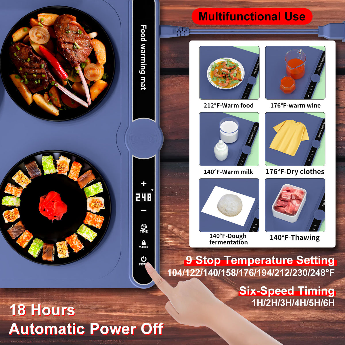 Food Warming Mat Electric Warming Tray Roll Up Food Warmers for Parties Buffet-Large Size