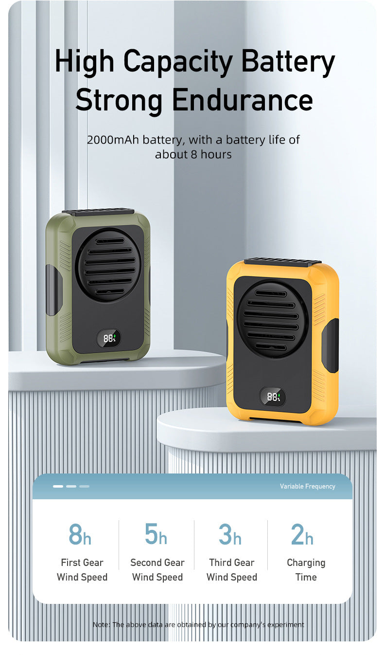 Portable Waist Clip Fan, Rechargeable Belt Fan W/ Power Bank & LED Display