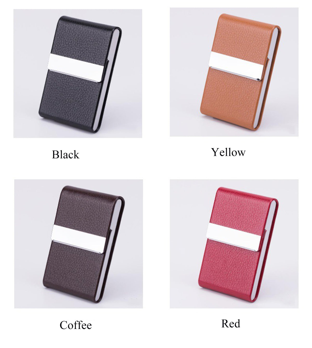 Business Card Cases PU Leather Name Card Holders Stainless Steel Multi Card Holders for Men Women