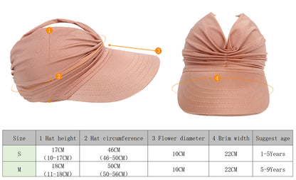 Kids Sun Visor Hat Wide Brim UV Protection Summer Beach Hat Elastic Visor Sun Cap for Girl 5-9 Years