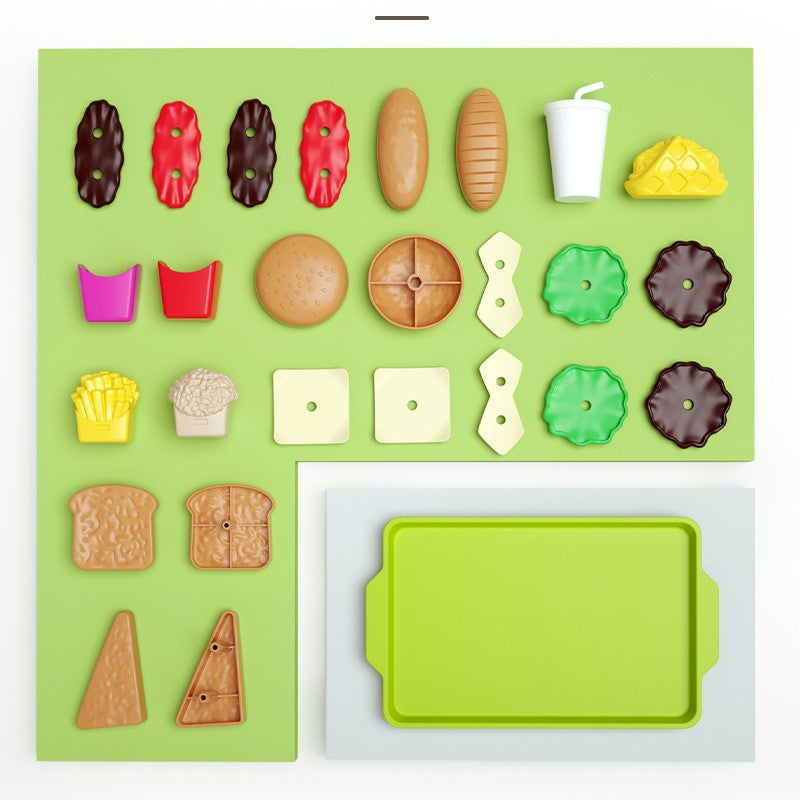 Plastic Pretend Play Fast Food Stacking Toy Set