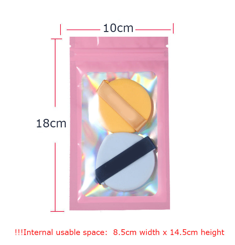 Custom Size 4x7.1" Iridescent Resealable Plastic Bags Clear Window Zipper Bag Zip lock Storage Pouch