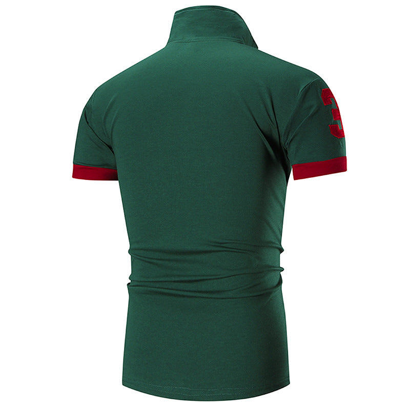 Men's Regular-fit Short-Sleeve Polyester Lapel Polo Shirt