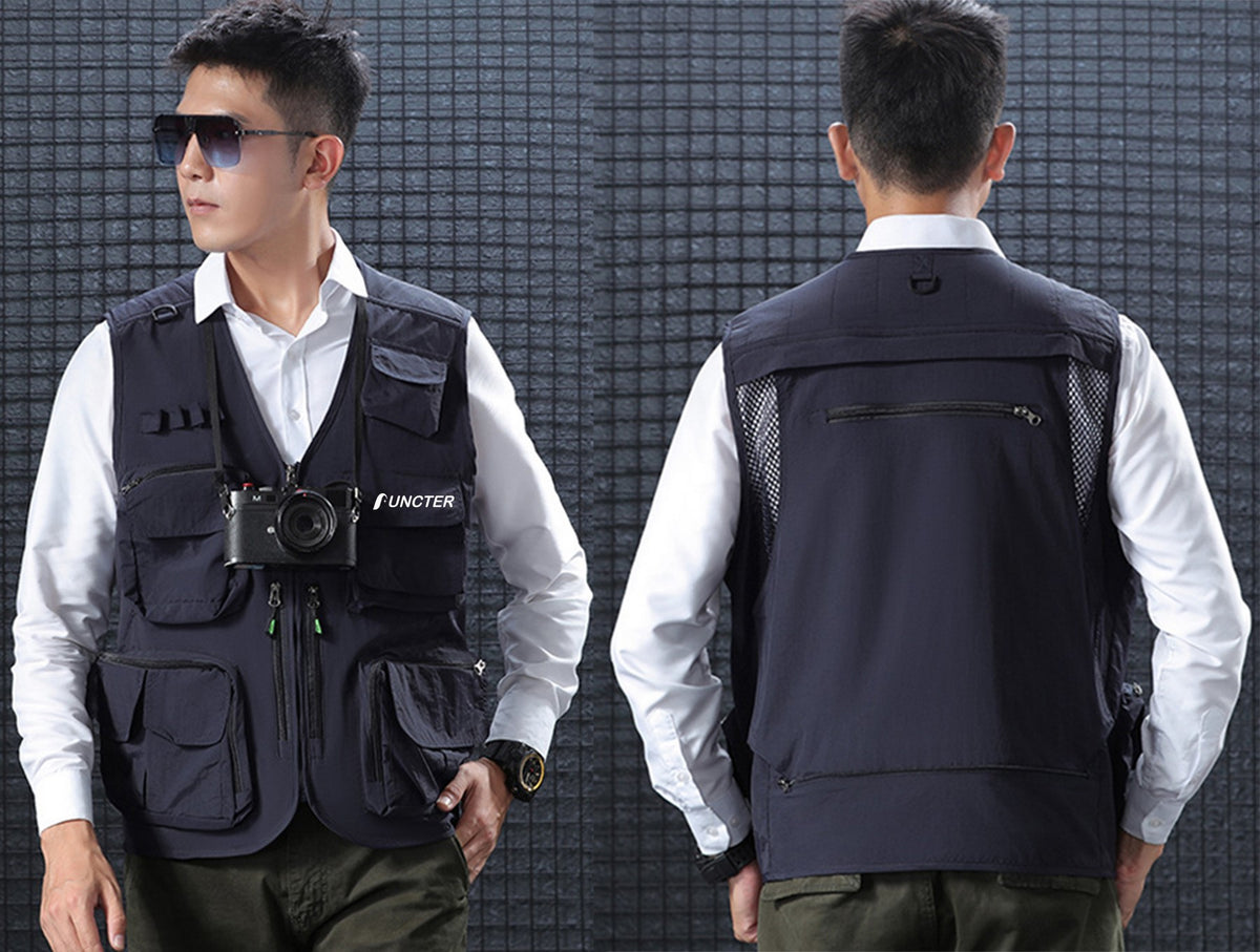 Outdoor Multi Pockets Hiking Vest Cargo Vest Safari Jacket
