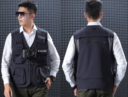 Outdoor Multi Pockets Hiking Vest Cargo Vest Safari Jacket