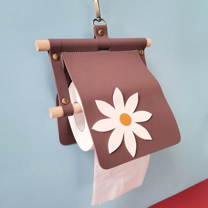 Picnic Paper Towel Holder Wood and Leather Toilet Paper Holder Hanging Toilet Paper Holder