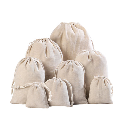 Custom 4" X 4.7" 8 Oz Flat Top Linen Cloth Drawstring Bags Jewelry Wedding Candy Gift Bags