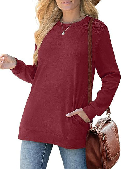 Women's Basic Casual Tee Crewneck Long Sleeve Plain Shirt