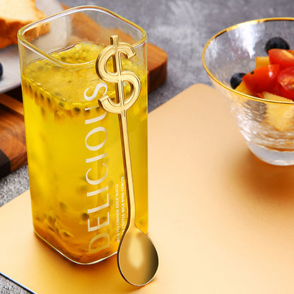 Dollar Shaped Spoon Coffee Stainless Steel Teaspoon ( Gold )