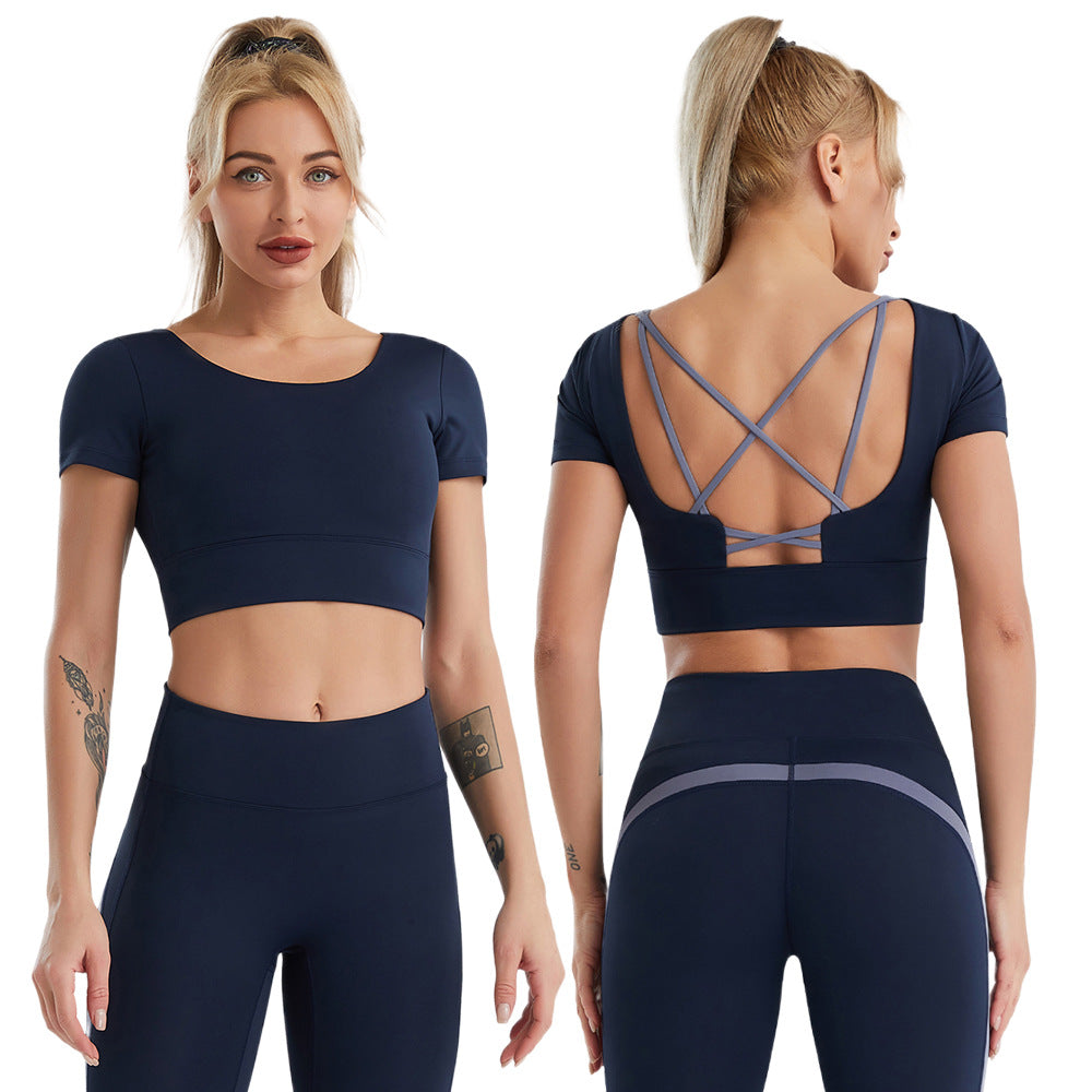 Women's Yoga Sports Bra Strappy Bralette Bra Running Vest Athletic Shirt