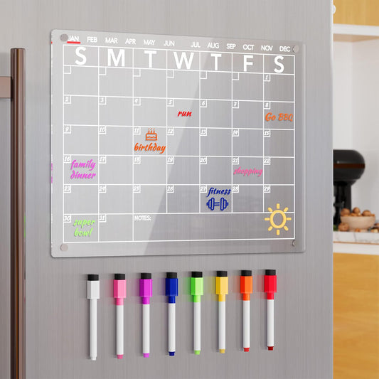 Magnetic Calendar Easy to Clean Strong Magnetic Hold Includes Markers & Eraser
