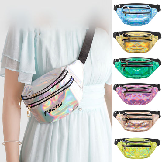 Waterproof Holographic Fanny Pack Shiny Waist Pack Luminous Waist Bag