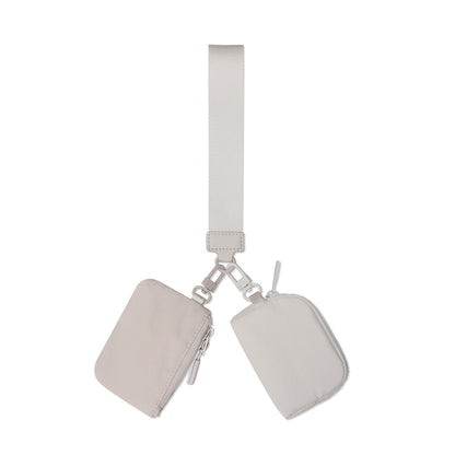 Mini Zip Around Dual Pouch Wristlet With 2 Straps Wristlet Keychain Wallet
