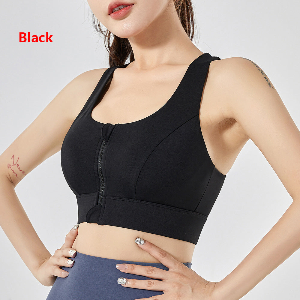 Women's Yoga Sports Bra Zipper Bra Pilates Clothing Strappy Bralette Bra Running Vest Athletic Shirt
