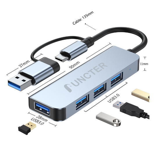 4" 1 USB C to USB Hub USB C Splitter Dual Connectors USB Adapter
