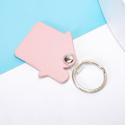 House Shaped Leather Keychain for Car Home Key Ring Strap Holder Lanyard Universal Key Fob Keychain