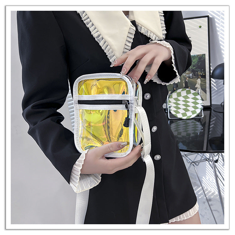 Iridescent PVC Shoulder Bag Clear Bag Crossbody Bag W/Strap Stadium Approved Bag
