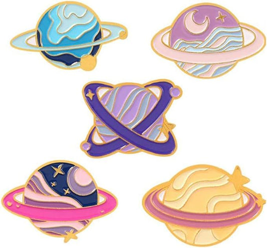 Custom Planet Shaped Cute Enamel Lapel Pins Brooch Pin Badge W/Butterfly Clutch Tie Tack