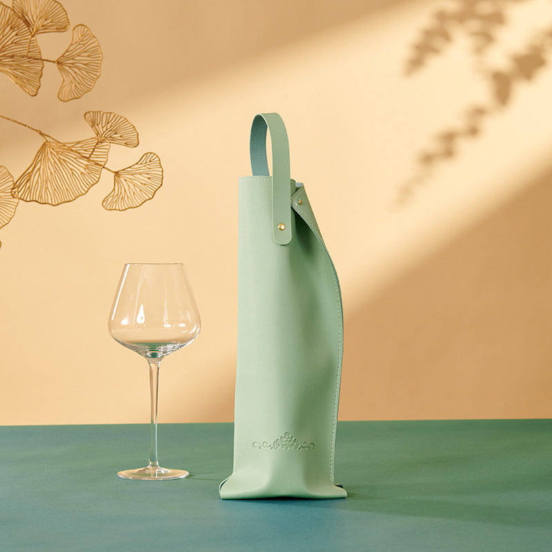 PU Leather Wine Bottle Carrier Tote Bag