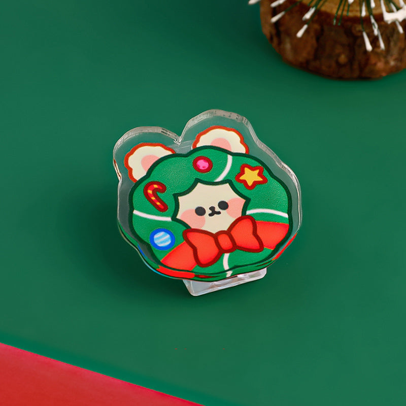 Christmas Acrylic Album Memo Clip Bag Binder Sealing Clip Food Bag Clamp-Two Sides Imprint