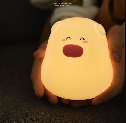 Little White Pig Silicone Patted Lamp