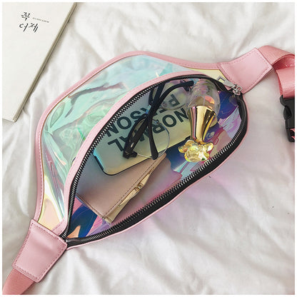 PVC Water Resistant Shiny Waist Bag Laser Waist Bum Bag W/Adjustable Belt