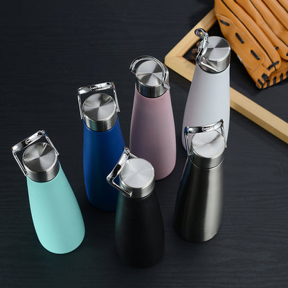 17Oz/500ml Bullet Water Bottle Vacuum Insulated Stainless Steel Bottle Thermal Bottle W/Hanging Hook