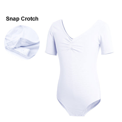 One-piece Kid Short Sleeve Dance Ballet Leotard Bodysuit - Snap Crotch