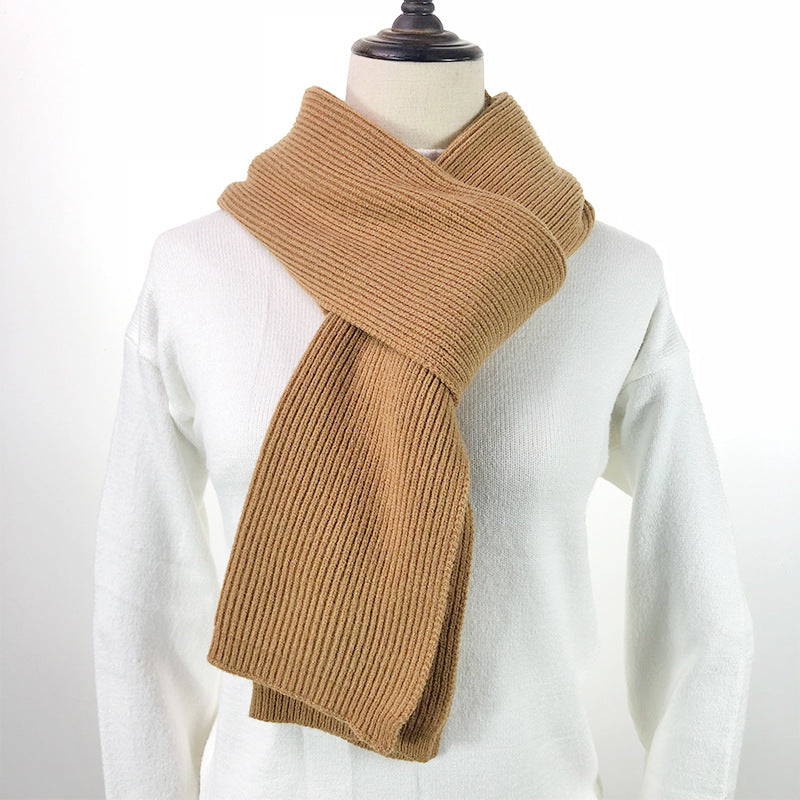 Unisex Long Knitted Plain Scarf - Warm Autumn And Winter Scarf - Tightly-Knitted Core Spun Yarn Scar