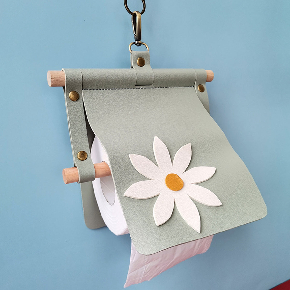 Picnic Paper Towel Holder Wood and Leather Toilet Paper Holder Hanging Toilet Paper Holder