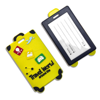 Custom Suitcase Shaped 3D Raised Soft PVC Luggage Tag For Travel Baggage Identification