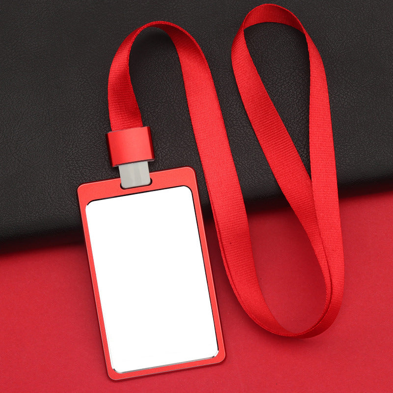 Vertical Aluminum Badge Holder ID Card Holder With Polyester Lanyard