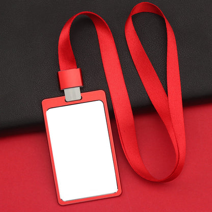 Vertical Aluminum Badge Holder ID Card Holder With Polyester Lanyard