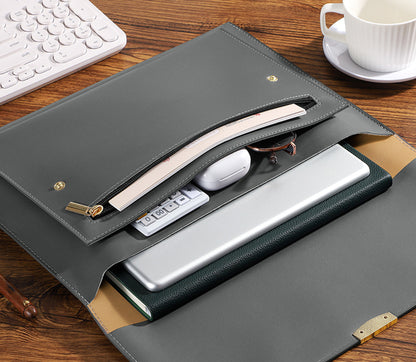 PU Leather A4 File Folder Document Holder Stylish Envelope Folder Case W/Snap Closure