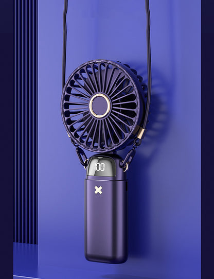 Foldable Mini Handheld Fan Phone Holder With Battery Display Adjustable Wind Speed