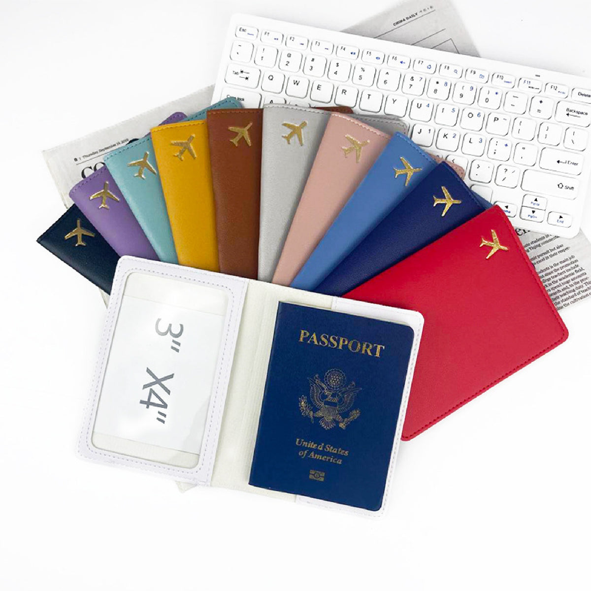 PU Passport Holder Passport Cover for Business Trip Travel Wallet