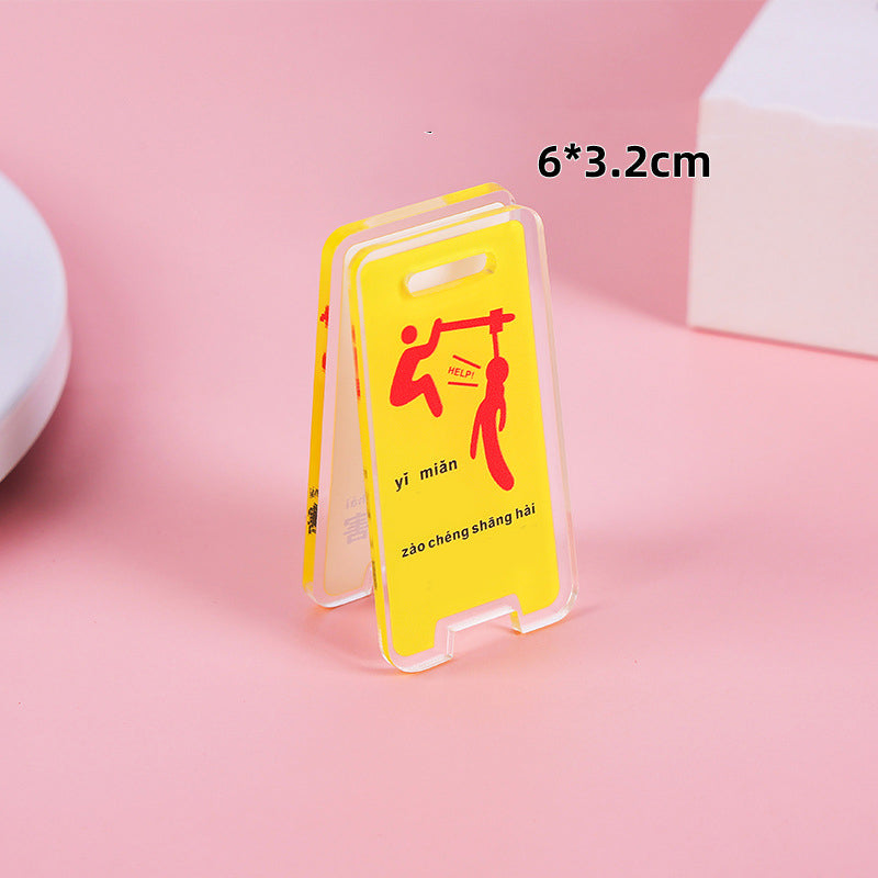 Warning Sign Shaped Acrylic Album Clip Bag Binder Sealing Clip Food Bag Clamp-Two Sides Printing