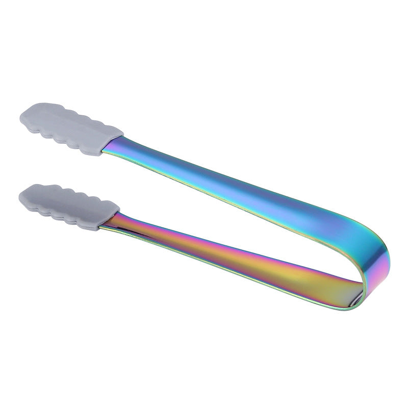 5.1" 304 Stainless Steel Ice Tongs w/Silicone (Gold & Rose Gold & Rainbow & Black)