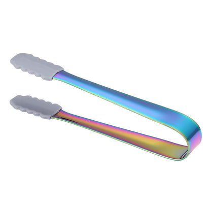 5.1" 304 Stainless Steel Ice Tongs w/Silicone (Gold & Rose Gold & Rainbow & Black)