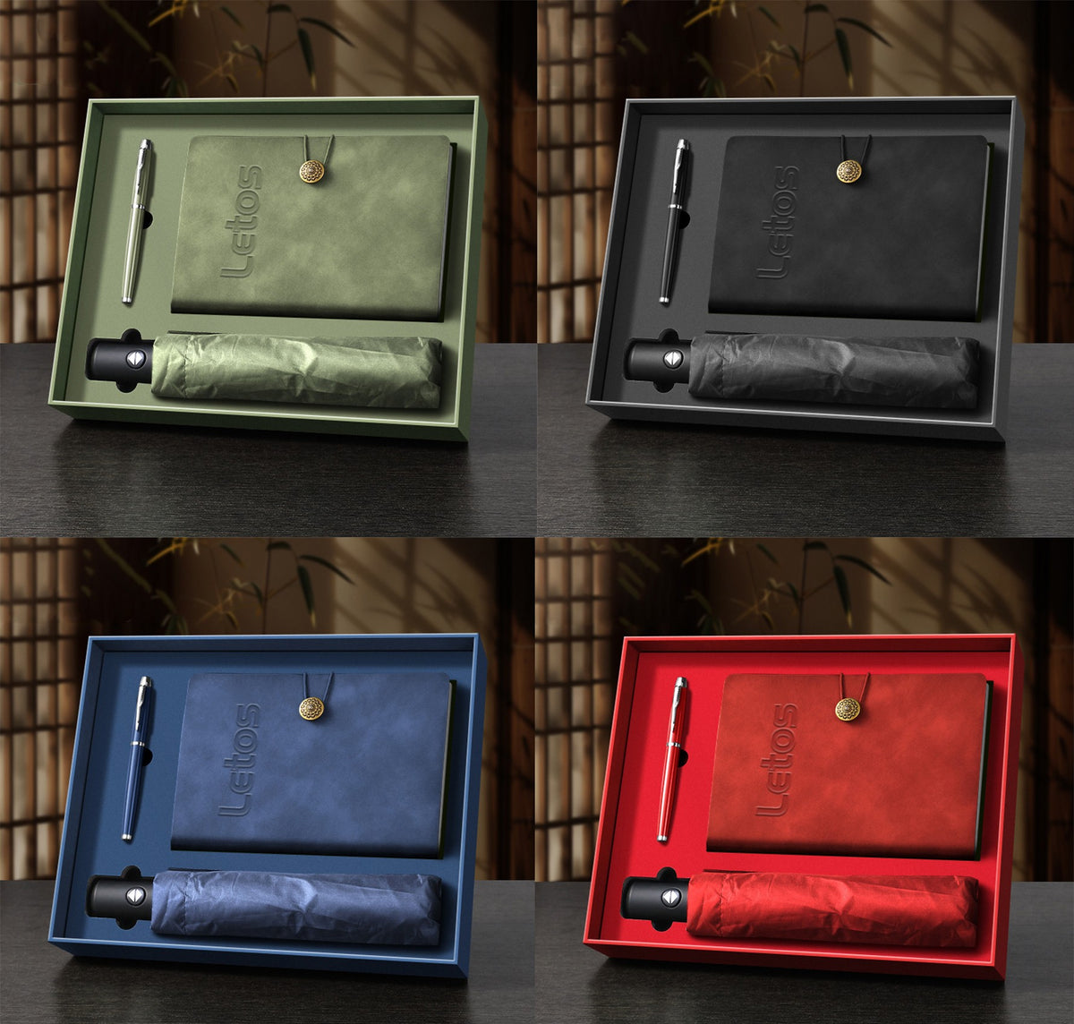 A5 PU Leather-Bound Business Notebook Writing Journal Executive Notebook Meeting Note Gift Set