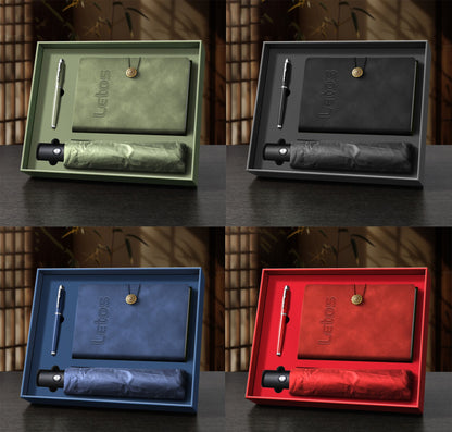 A5 PU Leather-Bound Business Notebook Writing Journal Executive Notebook Meeting Note Gift Set
