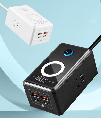 Adapters W/2 USB Ports & 2 Type C Ports 30W Wireless Charging