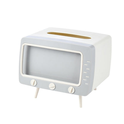 TV Shaped Tissue Box Dispenser Storage Tissue Holder with Phone Holder